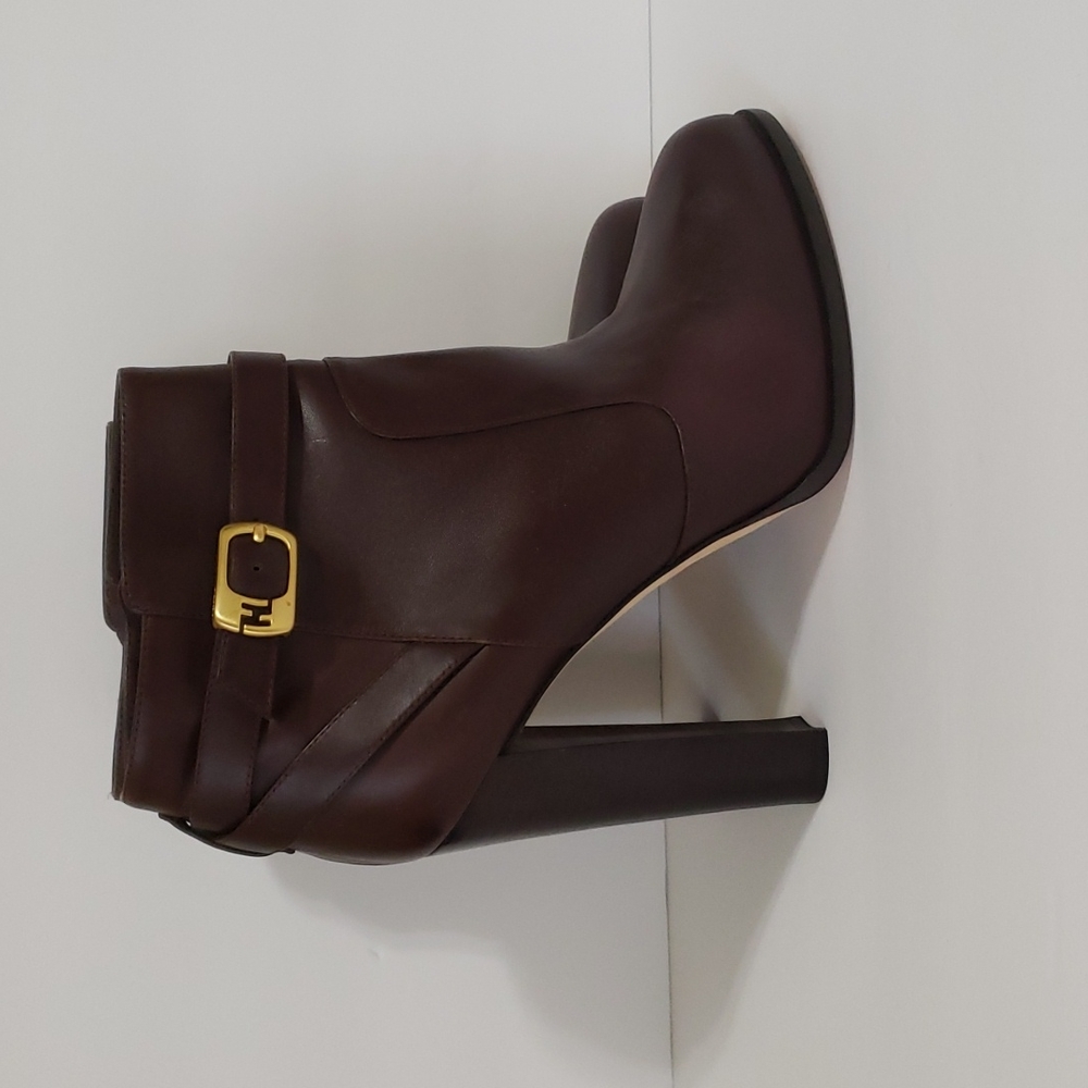 Brand New Fendi High Heel Brown Leather Ankle Boots